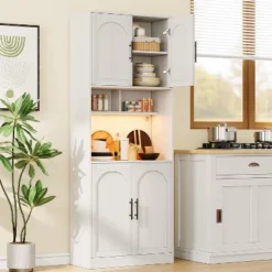 71" Pantry Cabinet, Tall Kitchen Hutch With Led Lights, Freestanding Kitchen Cabinet With Microwave Shelf, For Dining Room 11 71" Pantry Cabinet, Tall Kitchen Hutch With Led Lights, Freestanding Kitchen Cabinet With Microwave Shelf, For Dining Room -Home Decor Store GUEST 00320334 5029 4072 88f1 6cefa5e28d65