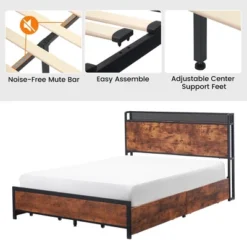 Full Queen Bed Frame With Storage Drawers And Charging Station, LED Light Bed With Storage Headboard, Platform Bed With Strong Wood Slats Support 15 Full Queen Bed Frame With Storage Drawers And Charging Station, LED Light Bed With Storage Headboard, Platform Bed With Strong Wood Slats Support -Home Decor Store GUEST 00faeec3 8574 4a85 8fd3 5257d26dac70