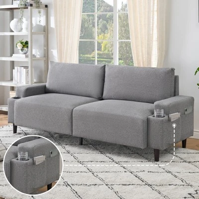 Loveseat Sofa Couch For Living Room, 80" Modern 2-Seater Couch £¬Comfy Mid Century Modern Couch For Bedroom, Office, Apartment, Grey 2 Loveseat Sofa Couch For Living Room, 80" Modern 2-Seater Couch £¬Comfy Mid Century Modern Couch For Bedroom, Office, Apartment, Grey - Image 2