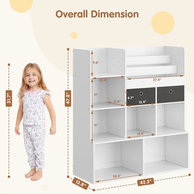 Toy Storage Organizer 47.8in Kids Bookshelf With Drawers Children Bookcase With Cubbies Wooden Toy Chest Playroom, Classroom, Nursery, Kids Room 4 Toy Storage Organizer 47.8in Kids Bookshelf With Drawers Children Bookcase With Cubbies Wooden Toy Chest Playroom, Classroom, Nursery, Kids Room - Image 4
