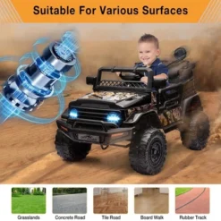 Electric Car For Kids, 12V Ride On Truck Car With Remote Control Spring Suspension