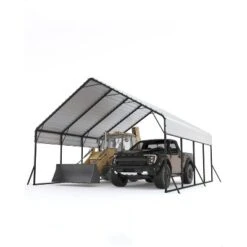 13'x26'x11' Oversized Metal Carport, Steel Heavy Duty Carport For All-Weather, Permanent Shelter For Boats, Pickup Trucks, And Tractors, N.W. 780 Lbs -Home Decor Store GUEST 04dca7fa a84d 4d19 af64 c94e97da900b