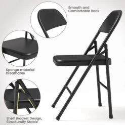 Whizmax Solo Classic Home Adult Modern Metal Indoor Auditorium Padded Folding Chairs, Black (Set Of 4) -Home Decor Store GUEST 061986d2 7cc4 4609 9891 11b4ac9ec981