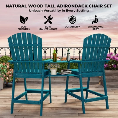 Outdoor Adirondack Barstools With Connecting Tray, Tall Adirondack Chairs Bar Chairs For Deck, Balcony, Backyard, Patio Bar Stool Chair With High Back 6 Outdoor Adirondack Barstools With Connecting Tray, Tall Adirondack Chairs Bar Chairs For Deck, Balcony, Backyard, Patio Bar Stool Chair With High Back - Image 6
