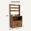 Microwave Stand Bakers Rack Cabinet, Farmhouse Wooden Storage Cabinet With Power Outlet With Thickened Counter