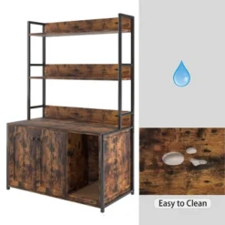 Cat Litter Box Enclosure Furniture, Hidden Litter Box With Scratch Pad Wooden Cat Washroom Storage With 2 Doors And Shelf Cat Cabinet-Brown -Home Decor Store GUEST 0e04b502 6442 4d9c 9677 bfd7d34d6a7d