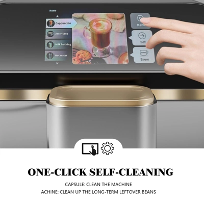 Super Automatic Espresso Machine 20 Bar High Pressure For Latte Espresso And Cappuccino, Stainless Steel Conical Burr Grinder 5 Super Automatic Espresso Machine 20 Bar High Pressure For Latte Espresso And Cappuccino, Stainless Steel Conical Burr Grinder - Image 5