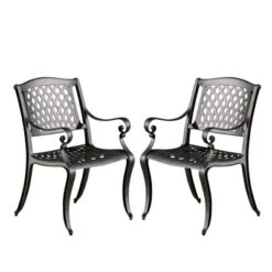 Dining Chairs Set Of 2, Mesh-style Backrest Seat Arm Chairs, Aluminum Arched Indoor Outdoor Patio Floral Accent Side Chairs For Backyard Garden -Home Decor Store GUEST 0f1c2f95 f88f 4fd6 9b66 0fa75b8d362d