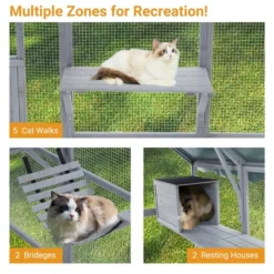 Whizmax Large Outdoor Cat House, Animal Enclosure With 2 Lockable Cat Doors And A Walk In Door, Large Catio With Half Waterproof Cover & Resting Boxes -Home Decor Store GUEST 0f40c678 b495 4b4c aa78 7d0223388ca1