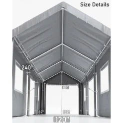 10x20FT Heavy-Duty Portable Carport With Roll-Up Ventilated Windows, All-Season Waterproof, UV-Resistant Canopy For Trucks And Boats - Grey -Home Decor Store GUEST 101fd543 c196 4831 969d f18cb40879ee