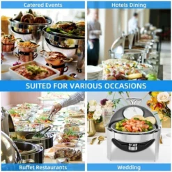 WhizMax 6.8 Quart Roll Top Chafing Dish Buffet Set With Visible Window, Round Stainless Steel Set -Home Decor Store GUEST 1048297d 8205 4204 8aed 0496af65b8bf