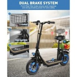 Electric Scooter With Seat For Adults, 500W Foldable Electric Scooter With Seat And Basket, Max 30 Miles Range&19 Mph Power -Home Decor Store GUEST 10cc536e 6918 4815 8eab a1df32265837