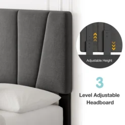 WhizMax Bed Frame With Adjustable Headboard, Linen Upholstered Platform Bedframe With Strong Wooden Slats, No Box Spring Needed, Easy Assembly, Grey -Home Decor Store GUEST 123bdd1e 9cc4 4fea 9aec 7c2e66905a39