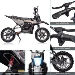 36V Electric Dirt Bike For Kids, Ride On Motorcycle 350W Brushless Motor Fast Speed 15.5MPH With LED Headlight