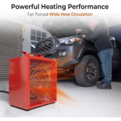 240v 4800w Electric Industrial Garage Heater For Garages, Workshops, With Cord Wrap And Carrying Handle, Thermostat Control, Overheat Protection