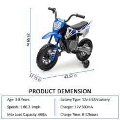 12V Electric Dirt Bike, Kids Electric Motorcycle With 25W*2 Motor, Twist Grip Throttle, Training Wheels, Spring Suspension -Home Decor Store GUEST 142faafb f3e4 4651 822c 3ca070bb5942