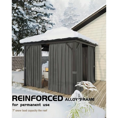 12'x12' Hardtop Gazebo For All Weather With Double Metal Roof, Aluminum Alloy Frame, Net, And Curtain; Perfect For Patio, Deck, And Backyard. Gray. 3 12'x12' Hardtop Gazebo For All Weather With Double Metal Roof, Aluminum Alloy Frame, Net, And Curtain; Perfect For Patio, Deck, And Backyard. Gray. - Image 3