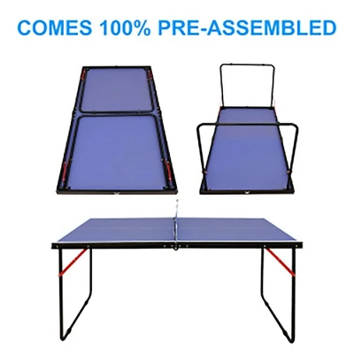 Portable Foldable Table Tennis Set With Net, Paddles, And Balls - Indoor/Outdoor Blue - 4.5ft 1 Portable Foldable Table Tennis Set With Net, Paddles, And Balls - Indoor/Outdoor Blue - 4.5ft
