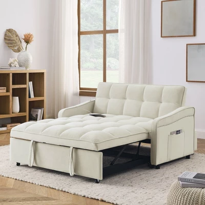Loveseats Sofa Bed With Side Storage Bag Adjustable Backrest 105° - 180° Copper Nail Decoration Type C USB Charging Pull-Out Bed For Living Room 10 Loveseats Sofa Bed With Side Storage Bag Adjustable Backrest 105° - 180° Copper Nail Decoration Type C USB Charging Pull-Out Bed For Living Room - Image 10