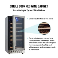 15 Inch Wine Fridge, 28 Bottles Wine Cooler Refrigerator Built-In Or Freestanding, Wine Refrigerator With Double-Layered Glass Door & Safety Lock -Home Decor Store GUEST 16e182e2 cd93 44f5 8a75 115fb025c068
