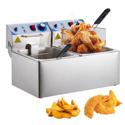 Whizmax Electric Deep Fryer, 10 L X 2 Deep Fryer With Basket, Adjustable Temperature Control, Nuggets, Chips & More,Stainless Steel,Sliver 2 Whizmax Electric Deep Fryer, 10 L X 2 Deep Fryer With Basket, Adjustable Temperature Control, Nuggets, Chips & More,Stainless Steel,Sliver - Image 2