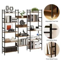 5 Tier Book Shelf,Open Large Metal Frame Display Shelves,Industrial Bookshelves And Bookcases With Metal Frame -Home Decor Store GUEST 17a981d0 04ca 4bed aa79 83f8fad32e0f