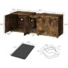 55.1" Double Cat Litter Box Enclosure With Rattan Doors - Hidden Cabinet For 2 Cats, Odor Control & Litter Mat