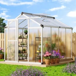 6x8 FT Greenhouse For Outdoors,Polycarbonate Greenhouse With Quick Setup Structure And Roof Vent,Aluminum Greenhouses For Outdoors Heavy Duty -Home Decor Store GUEST 18e1a3bb aa4e 45e1 8071 56e7e39de1f2
