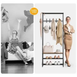 Coat Rack Shoe Bench With 10 Hooks,Hall Trees Entryway Bench With Storage,Multifunctional Hallway Organizer,Wood Look Furniture With Metal Frame -Home Decor Store GUEST 18e316b4 f5b6 4a73 a6d3 97d26feffe37