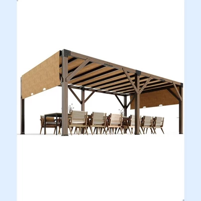 12 X 20 FT Wood Pergola, Retractable Shade Canopy, Outdoor Wooden Pergola For Patio 2 12 X 20 FT Wood Pergola, Retractable Shade Canopy, Outdoor Wooden Pergola For Patio - Image 2