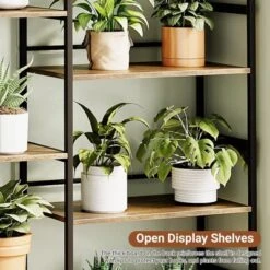 5 Tier Book Shelf,Open Large Metal Frame Display Shelves,Industrial Bookshelves And Bookcases With Metal Frame -Home Decor Store GUEST 1c2620e2 9c88 42aa 8daa 63cea59df38d