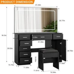 Vanity Desk With Large Mirror And Lights, Makeup Vanity With Charging Station, 3 Lighting Modes Adjustable Brightness -Home Decor Store GUEST 1cd08437 3656 4cfa 9edc 0d6b22ac1f28