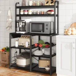 Bakers Rack With Power Outlet, Coffee Bar With Wire Drawer, Microwave Stand, Kitchen Baker Table With Large Storage -Home Decor Store GUEST 1d45891b 5a8b 4278 ae2e 3efbfffc44c6