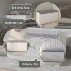 Shoe Storage Bench With 2 Door, Entryway Bench With Shoe Storage, Shoe Bench With Cushion, Adjustable Shelves, Shoe Rack For Entrance, Bedroom -Home Decor Store GUEST 1d9d5123 f6c6 4844 8337 9b9eabbda0a8