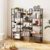 5 Tier Book Shelf,Open Large Metal Frame Display Shelves,Industrial Bookshelves And Bookcases With Metal Frame