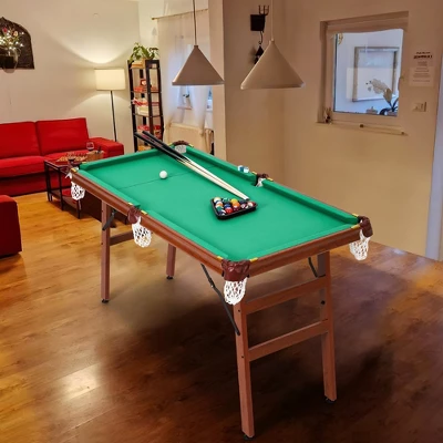 55-inch Folding Billiard - Portable Pool Table, Billiard Game Table With 2 Cue Sticks 16 Balls Triangle Chalk For Kids And Adults 8 55-inch Folding Billiard - Portable Pool Table, Billiard Game Table With 2 Cue Sticks 16 Balls Triangle Chalk For Kids And Adults - Image 8