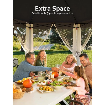 10x10 FT Pop Up Canopy Tent, Gazebo With Mosquito Netting, Adjustable Height Outdoor Gazebo 1 10x10 FT Pop Up Canopy Tent, Gazebo With Mosquito Netting, Adjustable Height Outdoor Gazebo