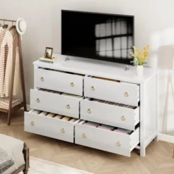 6 Dresser For Bedroom, 47.2" Wide Dresser, Modern Wide Drawer Dresser With Storage, Wooden Closet Dressers Chest Of Drawers -Home Decor Store GUEST 20a959fb 7300 471f a339 c72827a7a051