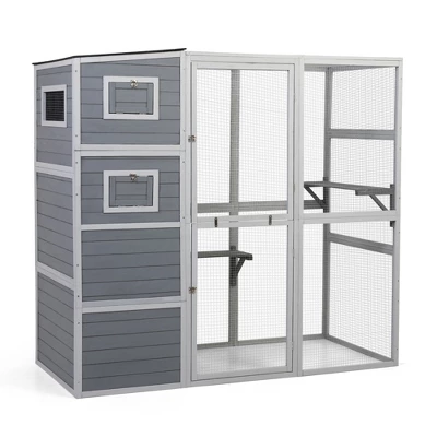 Large Outdoor Catio Cat Enclosures With Waterproof Roof 2 Jumping Platforms And Resting Rooms 4-Tier Cat Playpen Wooden Cat Enclosure Indoor Outdoor 7 Large Outdoor Catio Cat Enclosures With Waterproof Roof 2 Jumping Platforms And Resting Rooms 4-Tier Cat Playpen Wooden Cat Enclosure Indoor Outdoor - Image 7