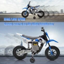 12V Electric Dirt Bike, Kids Electric Motorcycle With 25W*2 Motor, Twist Grip Throttle, Training Wheels, Spring Suspension