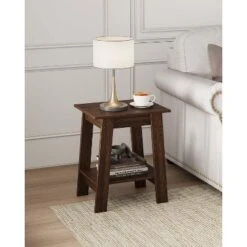 Farmhouse End Table – Rustic 2-Tier Side Table With Storage Shelf, Narrow Nightstand, Minimalist Accent Table For Living Room And Bedroom -Home Decor Store GUEST 22427643 400e 4ea9 8566 6bd67ae22884