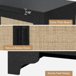 TV Stand For TVs Up To 70'', Natural Rattan Entertainment Center With Storage Cabinets, Boho Media Console Table For Living Room -Home Decor Store GUEST 22507422 95bd 415a 98a0 4e2fd491ed75