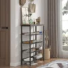Shoe Rack For Entryway, 5 Tier Shoe Storage Rack For 16-20 Pairs Of Shoes, Industrial Shoe Organizer With 4 Metal Shelves Wooden Top For Hallway