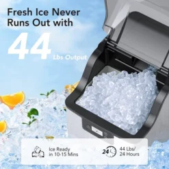 Nugget Ice Maker, Rapid Ice Making In 10-15min, 44lbs/24H, 3.3lb Ice Basket Capacity