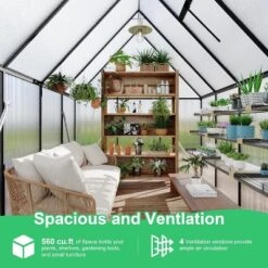 Aluminum-Framed Greenhouse, Heavy Duty Polycarbonate Greenhouse With Quick Setup Structure And Roof Vent, Enhanced Aluminum GreenhouseKit For Outdoor -Home Decor Store GUEST 2542ad05 7fd1 42c2 bf17 6fae023243f5