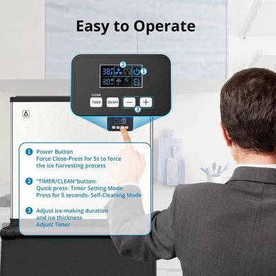 Commercial Ice Maker Machine, 350LBS/24H Freestanding Stainless Steel Ice Maker With 220 Lbs Capacity 4 Commercial Ice Maker Machine, 350LBS/24H Freestanding Stainless Steel Ice Maker With 220 Lbs Capacity - Image 4