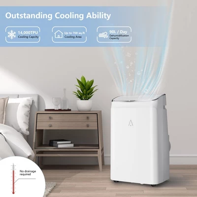 14000 BTU Portable Air Conditioner (ASHRAE) With Dehumidifier, Fan, Sleep Mode, 24-hour Timer; Energy-efficient, Cools Up To 700 Sq. Ft. 1 14000 BTU Portable Air Conditioner (ASHRAE) With Dehumidifier, Fan, Sleep Mode, 24-hour Timer; Energy-efficient, Cools Up To 700 Sq. Ft.