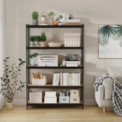 5-Tier Heavy-Duty Metal Storage Rack, Adjustable Utility Shelving Unit For Garage, Warehouse, Pantry, Kitchen, 48" L X 18" W X 73" H