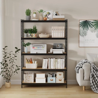 5-Tier Heavy-Duty Metal Storage Rack, Adjustable Utility Shelving Unit For Garage, Warehouse, Pantry, Kitchen, 48" L X 18" W X 73" H 1 5-Tier Heavy-Duty Metal Storage Rack, Adjustable Utility Shelving Unit For Garage, Warehouse, Pantry, Kitchen, 48" L X 18" W X 73" H