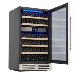24 Inch Wine Cooler Refrigerator, 46 Bottle Dual Zone Built-in Freestanding Wine Fridge, LED Operation Screen -Home Decor Store GUEST 295a8888 2ef8 4ef5 929f 6326fe0dcf23